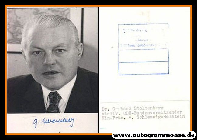 Autogramm Politik | CDU | Gerhard STOLTENBERG | 1970er (Portrait SW) 3
