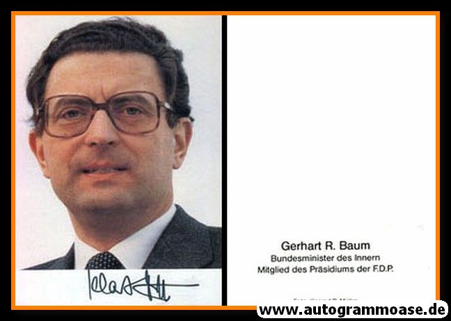 Autogramm Politik | FDP | Gerhart BAUM | 1980er (Portrait Color)