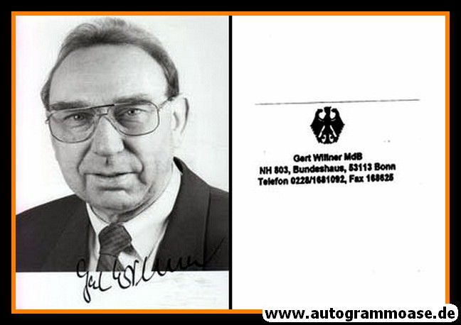 Autogramm Politik | CDU | Gert WILLNER | 1990er Foto (Portrait SW)