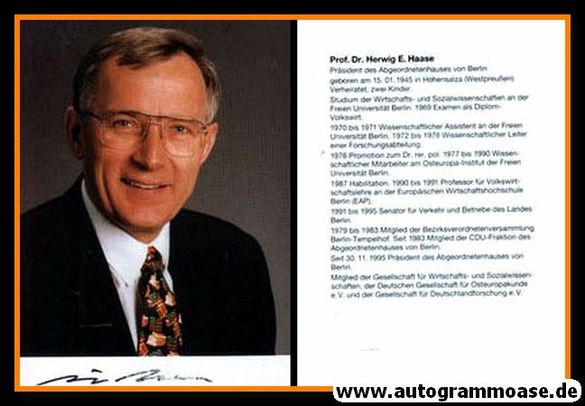 Autogramm Politik | CDU | Herwig E. HAASE | 1990er (Portrait Color)