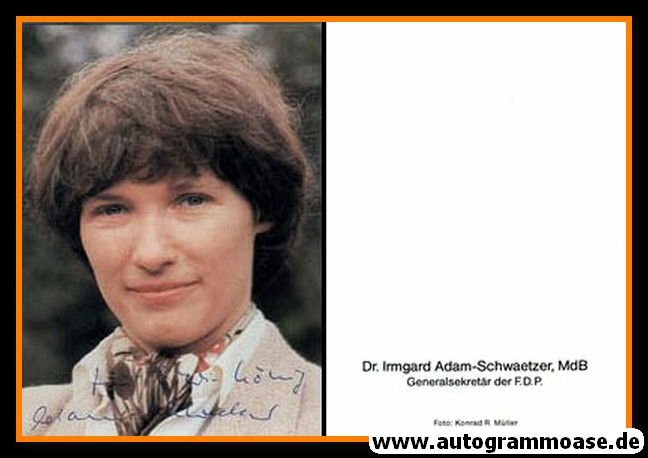Autogramm Politik | FDP | Irmgard SCHWAETZER | 1980er (Portrait Color)