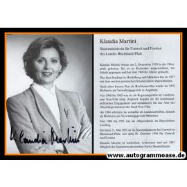 Autogramm Politik | SPD | Klaudia MARTINI | 1990er (Portrait SW) 