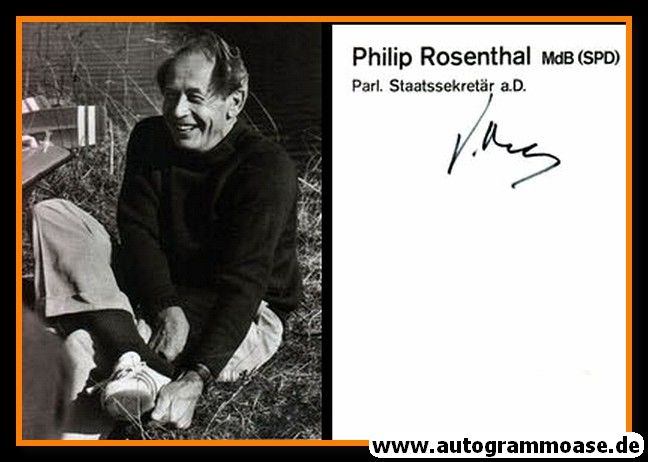 Autogramm Wirtschaft | Philip ROSENTHAL | 1970er (Portrait SW) SPD / Porzellan
