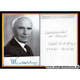 Autogramm Politik | Österreich | Rudolf KIRCHSCHLÄGER | Präsident 1974-1986 | 1980er Foto (Portrait SW)