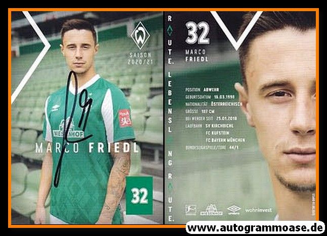 Autogramm Fussball | SV Werder Bremen | 2020 | Marco FRIEDL