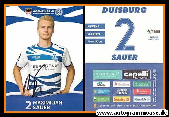 Autogramm Fussball | MSV Duisburg | 2020 | Maximilian SAUER