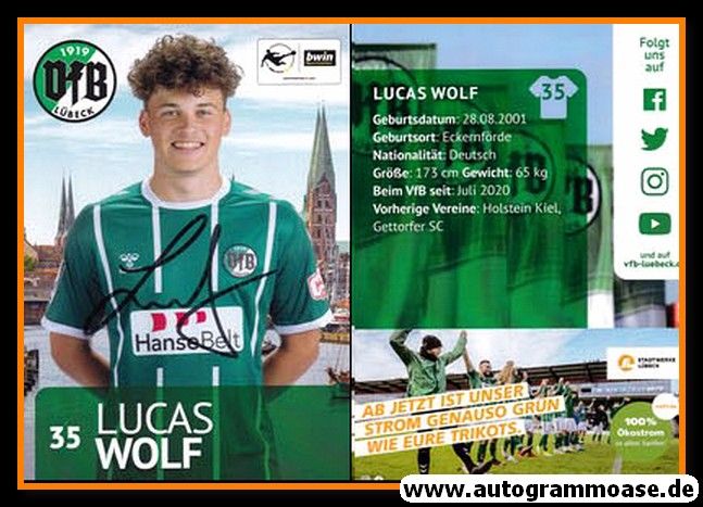 Autogramm Fussball | VfB Lübeck | 2020 | Lucas WOLF