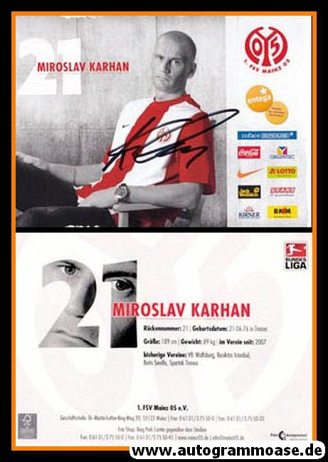 Autogramm Fussball | FSV Mainz 05 | 2009 | Miroslav KARHAN