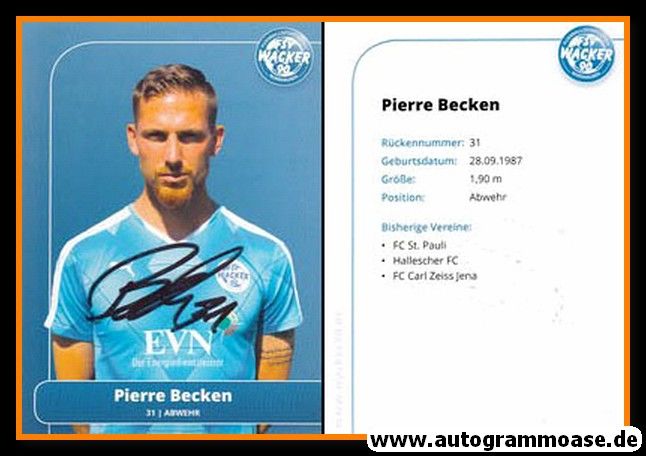 Autogramm Fussball | FSV Wacker 90 Nordhausen | 2016 | Pierre BECKEN