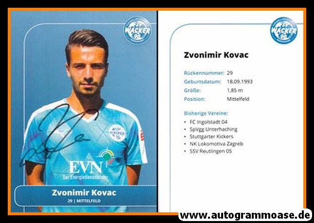 Autogramm Fussball | FSV Wacker 90 Nordhausen | 2016 | Zvonimir KOVAC