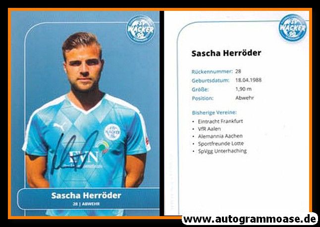 Autogramm Fussball | FSV Wacker 90 Nordhausen | 2016 | Sascha HERRÖDER