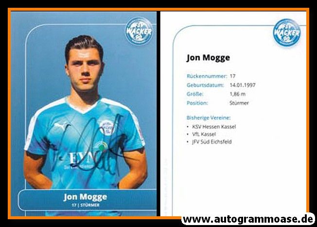 Autogramm Fussball | FSV Wacker 90 Nordhausen | 2016 | Jon MOGGE