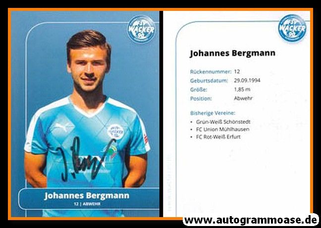 Autogramm Fussball | FSV Wacker 90 Nordhausen | 2016 | Johannes BERGMANN