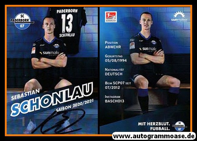 Autogramm Fussball | SC Paderborn 07 | 2020 | Sebastian SCHONLAU