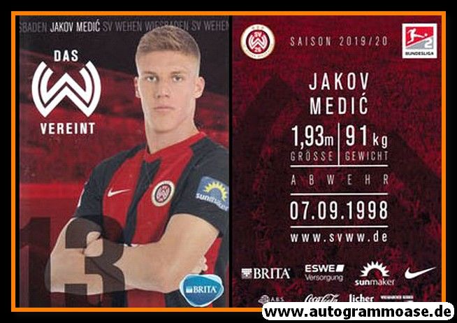 Autogramm Fussball | SV Wehen Wiesbaden | 2019 | Jakov MEDIC