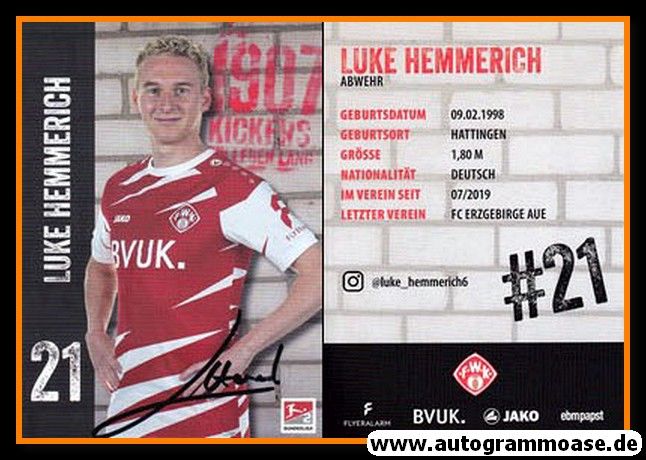 Autogramm Fussball | Würzburger Kickers | 2020 | Luke HEMMERICH