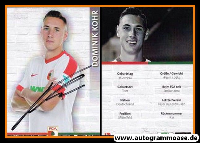 Autogramm Fussball | FC Augsburg | 2016 | Dominik KOHR
