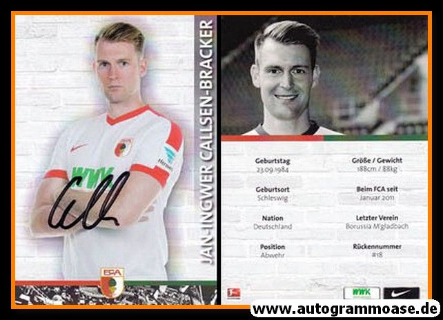Autogramm Fussball | FC Augsburg | 2016 | Jan-Ingwer CALLSEN-BRACKER