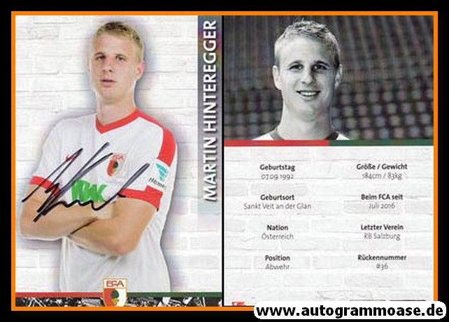 Autogramm Fussball | FC Augsburg | 2016 | Martin HINTEREGGER