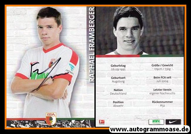 Autogramm Fussball | FC Augsburg | 2016 | Raphael FRAMBERGER