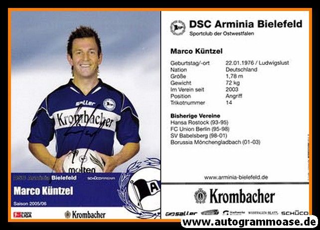 Autogramm Fussball | DSC Arminia Bielefeld | 2005 | Marco KÜNTZEL