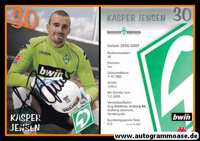 Autogramm Fussball | SV Werder Bremen | 2006 bwin | Kasper JENSEN