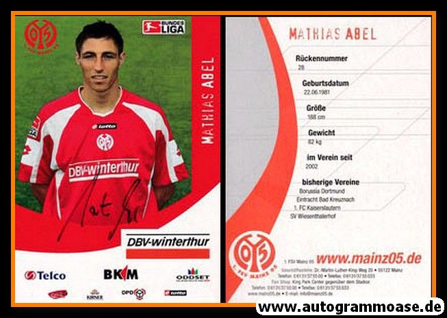 Autogramm Fussball | FSV Mainz 05 | 2006 | Mathias ABEL