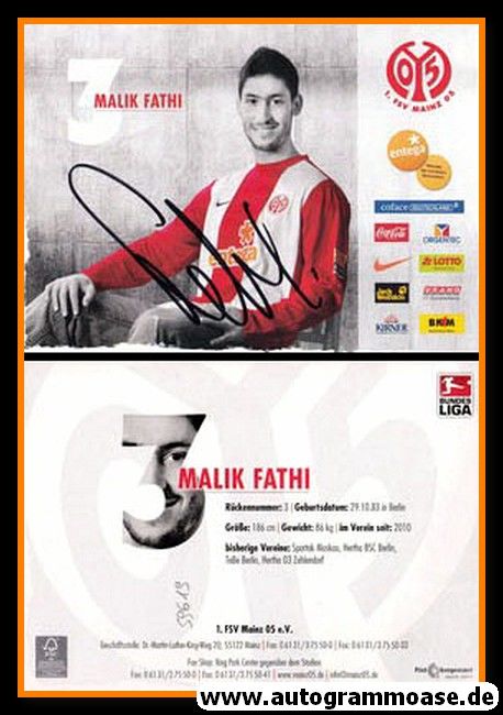 Autogramm Fussball | FSV Mainz 05 | 2009 | Malik FATHI