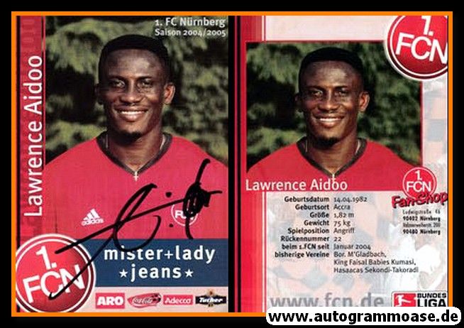 Autogramm Fussball | 1. FC Nürnberg | 2004 | Lawrence AIDOO