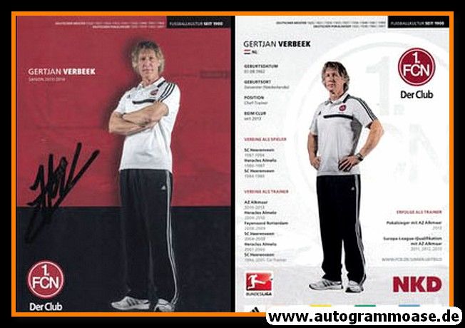 Autogramm Fussball | 1. FC Nürnberg | 2013 | Gertjan VERBEEK