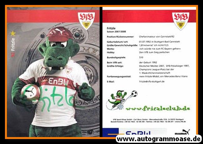 Autogramm Fussball | VfB Stuttgart | 2007 | FRITZLE (Maskottchen)