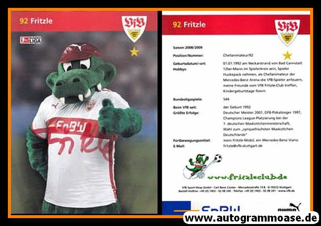 Autogramm Fussball | VfB Stuttgart | 2008 | FRITZLE (Maskottchen)
