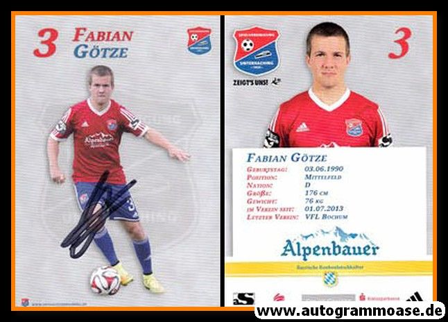 Autogramm Fussball | SpVgg Unterhaching | 2014 | Fabian GÖTZE