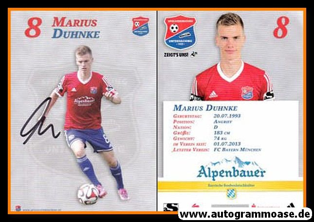 Autogramm Fussball | SpVgg Unterhaching | 2014 | Marius DUHNKE