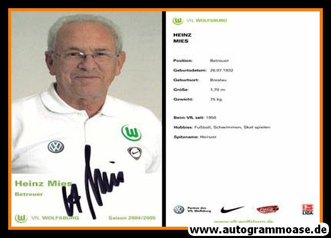 Autogramm Fussball | VfL Wolfsburg | 2004 | Heinz MIES