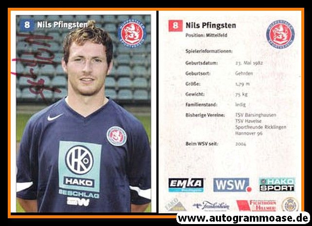 Autogramm Fussball | Wuppertaler SV | 2005 | Nils PFINGSTEN