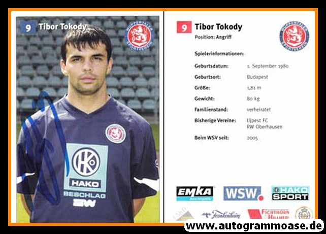 Autogramm Fussball | Wuppertaler SV | 2005 | Tibor TOKODY