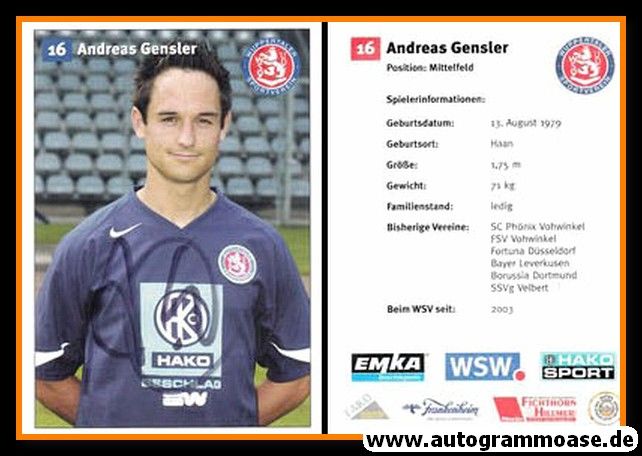 Autogramm Fussball | Wuppertaler SV | 2005 | Andreas GENSLER