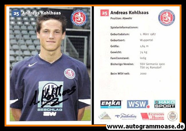 Autogramm Fussball | Wuppertaler SV | 2005 | Andreas KOHLHAAS