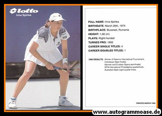 Autogrammkarte Tennis | Irina SPIRLEA | 1996 (Lotto)