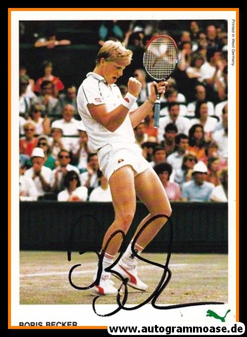Autogramm Tennis | Boris BECKER | 1980er Druck (Puma) Wimbledon-Sieg