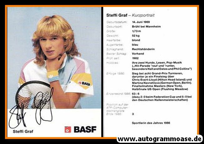 Autogramm Tennis | Steffi GRAF | 1986 Druck (BASF)