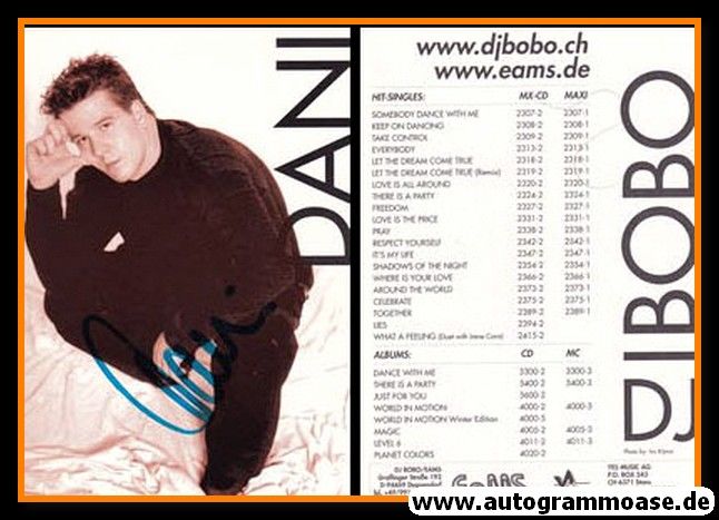 Autogramm Pop | DANI (DJ Bobo) | 2001 "Planet Colors" EAMS