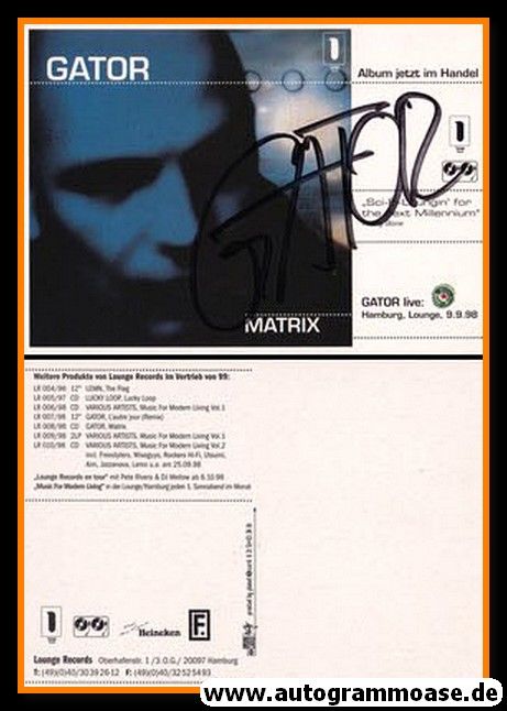 Autogramm Pop | GATOR | 1998 "Matrix" Lounge