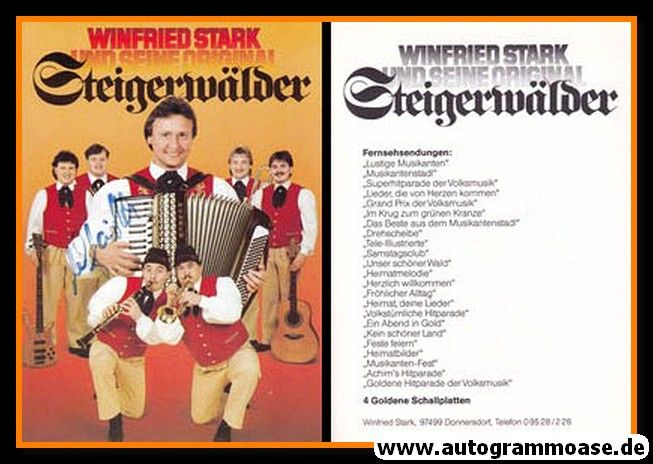 Autogramm Volksmusik | Winfried Stark + STEIGERWÄLDER | 1990er (Portrait Color)