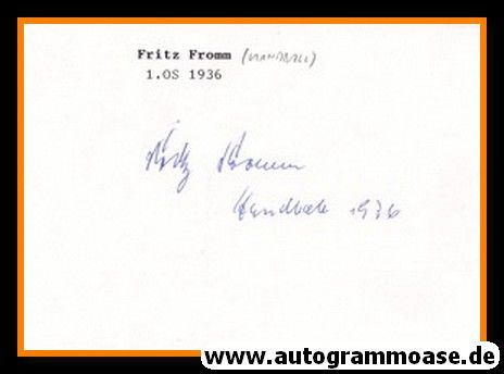 Autograph Handball | DHB | Fritz FROMM (1936 OS-Gold)