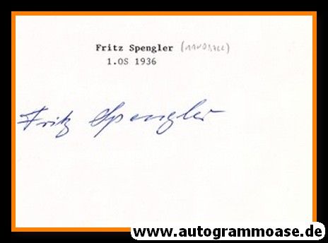 Autograph Handball | DHB | Fritz SPENGLER (1936 OS-Gold)