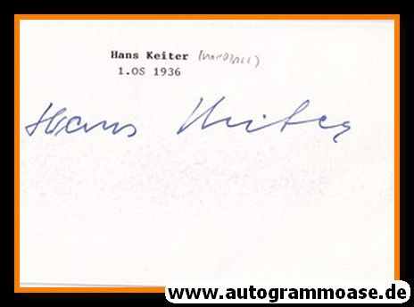 Autograph Handball | DHB | Hans KEITER (1936 OS-Gold)