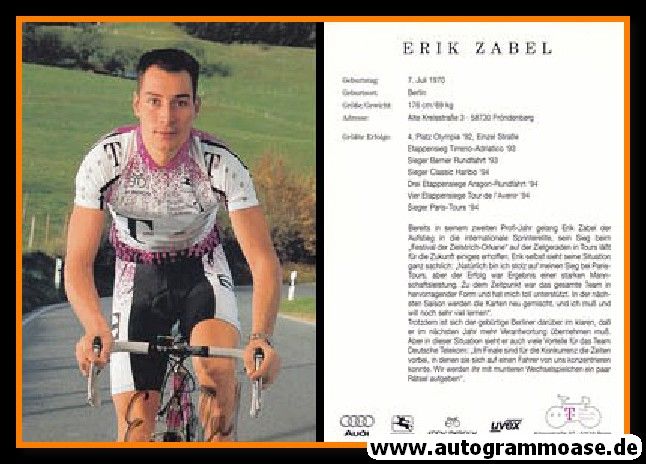 Autogramm Radsport | Erik ZABEL | 1995 (Rennszene Color) Telekom