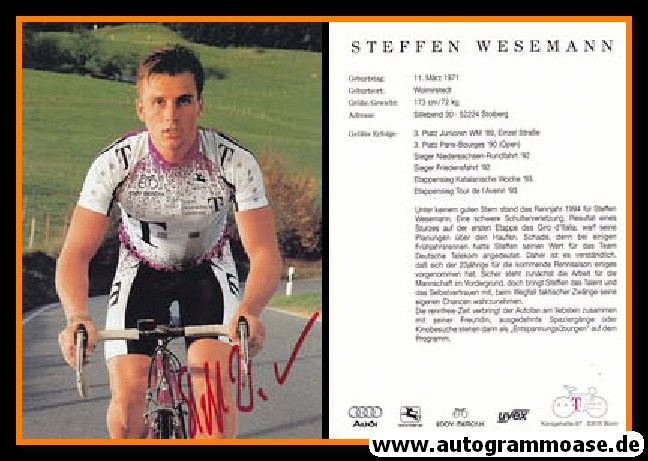 Autogramm Radsport | Steffen WESEMANN | 1995 (Rennszene Color) Telekom